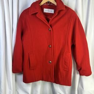 Vintage Mackintosh Red Wool Pea Coat Ornate Buttons  Women's Read For Size Large